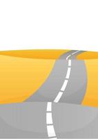 The road goes through orange hills in an open field vector