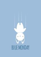 White rabbit falls on blue monday vector