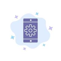 Application Mobile Mobile Application Setting Blue Icon on Abstract Cloud Background vector