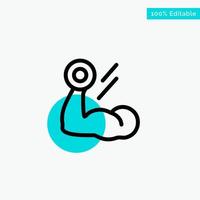 Biceps Bodybuilding Growth Muscle Workout turquoise highlight circle point Vector icon