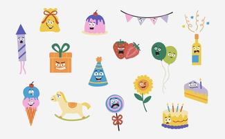 Cute Birthday Character in flat design vector