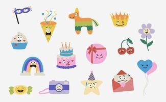 Cute Birthday Character in flat design vector