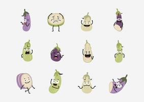 Eggplants Character in flat design vector