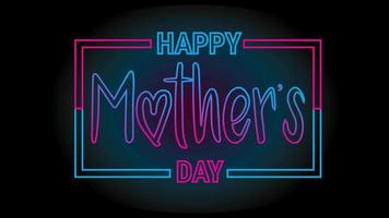 Neon light Mother's day text animation motion graphics on black background. Colorful Neon animation. video