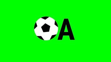 fira en mål i en fotboll spel. fotboll eller fotboll boll använder sig av animerad text 'mål' och en fotboll boll på en grön skärm video