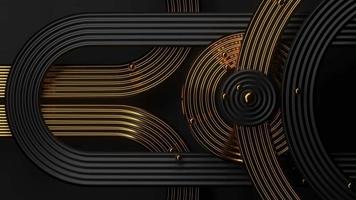 3d weergave, looping animatie van metalen gouden ballen rollend Aan een circulaire het spoor. abstract omwenteling animatie 3d. video