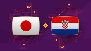 japón croacia playoff ronda de 16 partidos de fútbol 2022. 2022 campeonato mundial de fútbol partido contra equipos introducción fondo deportivo, afiche de competición de campeonato, ilustración vectorial vector