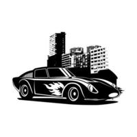 Sport car in street city illustration vector. vector