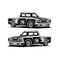 Black and white semi truck illustration vector. vector