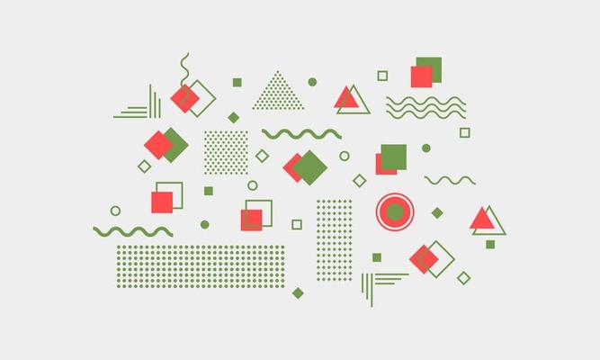 Universal geometric shapes with bright elements composition. Abstract geometric background. Memphis element illustration template. Magazine, leaflet, billboard, sale, banner, flyer, background. Eps 10