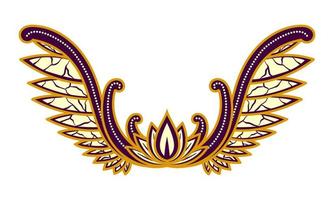 Javanese culture of floral ornament illustration. Wings shape. Chocolate, purple and cream harmony color. Isolated on white background. Vector eps 10