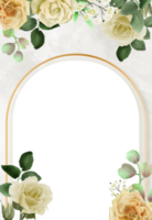 carte d'invitation de mariage avec des fleurs jaunes png