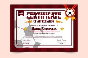 Football tournament sport event certificate design template simple and elegant design vector