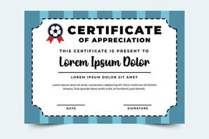 Football tournament sport event certificate design template simple and elegant design vector