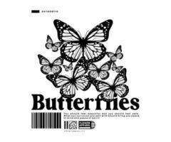 ilustración vintage de diseño de pantalones de mariposa, gráfico vectorial, afiche tipográfico o ropa de calle de camisetas y estilo urbano vector