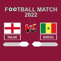 inglaterra vs senegal copa de fútbol 2022 vector de fondo de plantilla roja para horario, partido de resultado