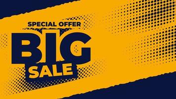 Big sale banner vector, special offer background with halftone effect pattern, retro banner design for media promotion discount vector