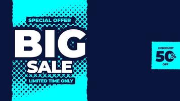 Big sale banner vector, special offer background with halftone effect pattern, retro banner design for media promotion discount