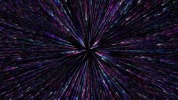 Abstrakte Sternexplosionssimulation Millionen Meteorlicht bewegen sich schnell im schwarzen Raum video