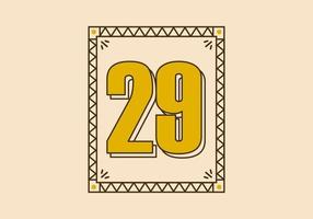 Vintage rectangle frame with number 29 on it vector