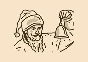 Vintage illustration of santa holding bell vector