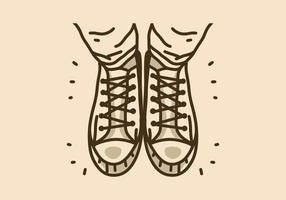 Vintage illustration of shoes in top view vector