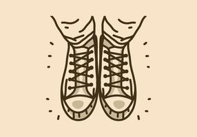 Vintage illustration of shoes in top view vector