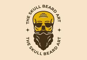 Vintage illustration of skull with long mustache and beard vector