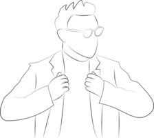 handrawn man linear png