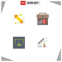 Modern Set of 4 Flat Icons Pictograph of arrow marketing right data airplay Editable Vector Design Elements