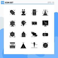 User Interface Pack of 16 Basic Solid Glyphs of tower signal app network smartphone Editable Vector Design Elements