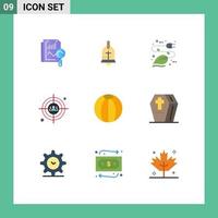 9 Thematic Vector Flat Colors and Editable Symbols of ball users electricity target eco Editable Vector Design Elements