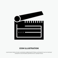 Action Board Clapboard Clapper Clapperboard solid Glyph Icon vector