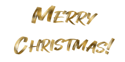 Merry christmas text with golden glitter effect. Lettering calligraphy isolated on transparent background. Holiday illustration element. Merry Christmas script calligraphy png