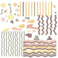 A set of doodles zigzags, waves, lines of different colors and shapes. Abstract background for printing on textiles and paper. Suitable for packaging and printing on clothing. Stylish print vector