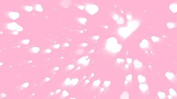 White thousand hearts element and ray on pink background video