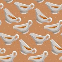 A pattern of sauces and dots. Different saucepans with sauces in different directions. Suitable for printing on textiles and paper for restaurants and cafes. vector