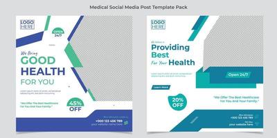 Medical Healthcare square flyer and social media post template design vector