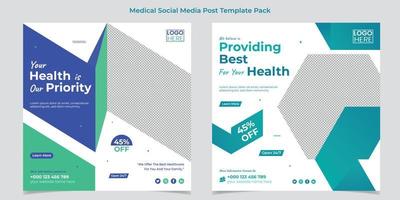 diseño de plantilla de banner de publicación de instagram y redes sociales de atención médica médica vector