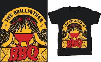 The Grillfather BBQ vector typography t-shirt design.  Perfect for print items and bags, posters, cards, vector illustration. Isolated on black.