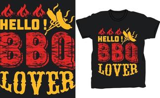 Hello BBQ lover vector typography t-shirt design. Perfect for print items and bags, posters, cards, vector illustration. Isolated on black.