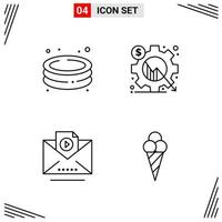 4 Icons Line Style Grid Based Creative Outline Symbols for Website Design Simple Line Icon Signs Isolated on White Background 4 Icon Set Creative Black Icon vector background