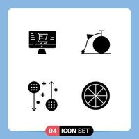 Set of Commercial Solid Glyphs pack for monitor fitness bicycle wheel male Editable Vector Design Elements