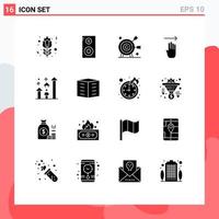 User Interface Pack of 16 Basic Solid Glyphs of success right arrow gesture finger Editable Vector Design Elements