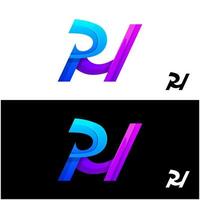 letter r u colorful logo design vector