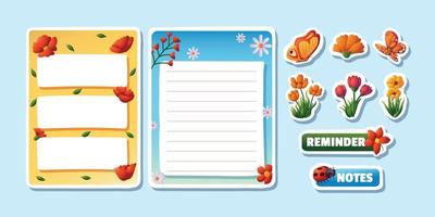 Spring Floral and Insect Themed Journal Template vector