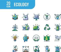 Ecology elements - Lineal Color web icon set. Lineal Color collection. Simple vector illustration.