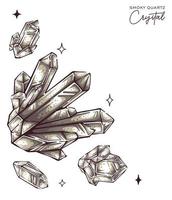 Smoky quartz crystal vector element drawing brown gemstone design