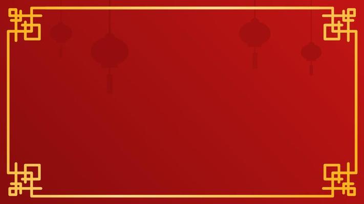 red chinese new year template background with lantern and golden frame suitable for greeting card. copy space background. new year vector background.