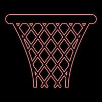 Neon basketball basket streetball net basket icon red color vector illustration image flat style